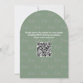 QR Code Sage Groene Monogrammen Bladpatronen Huwel Kaart (Achterkant)