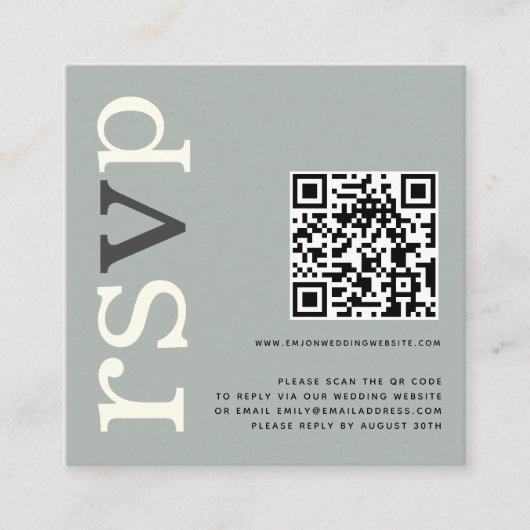 QR Code Sage Ivory Wedding Online RSVP Informatiekaartje (Voorkant)
