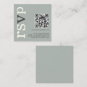 QR Code Sage Ivory Wedding Online RSVP Informatiekaartje (Voorkant / Achterkant)