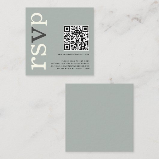 QR Code Sage Ivory Wedding Online RSVP Informatiekaartje (Voorkant / Achterkant)