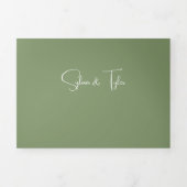 QR Code Sage Minimalist Photo Weddenschap Drieluik Uitnodiging (Cover)