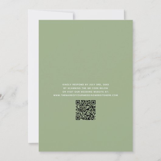 QR Code Sage Typografie Weddenschap Kaart (Achterkant)