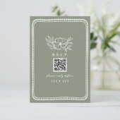 QR Code Salie Groen Bloemen Huwelijk QR RSVP (Staand voorkant)
