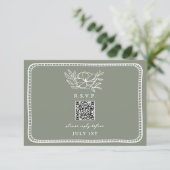 QR Code Salie Groen Bloemen Huwelijk QR RSVP (Staand voorkant)