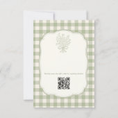 QR Code Salie Groen Gingham Bloemachtige Bruidsbor Kaart (Achterkant)
