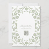 QR Code Salie Groen Witte Folk Bloemen Vrijgezelle Kaart (Achterkant)