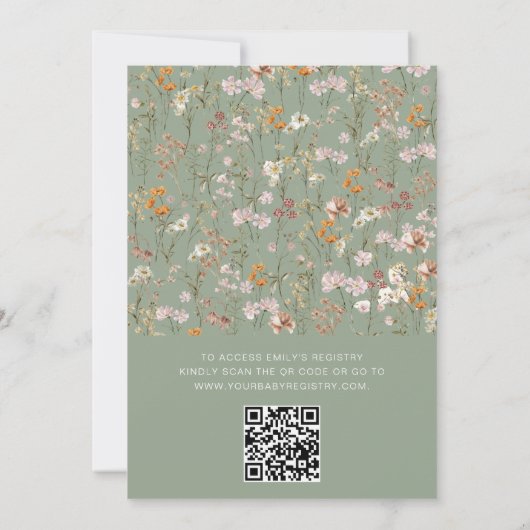 QR Code Salie Groene Wildflower Baby in Bloom Show Kaart (Achterkant)