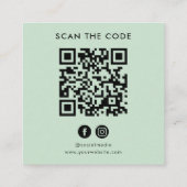 QR Code Saliegroen Aangepast Logo Scan de Code Vierkante Visitekaartje (Achterkant)