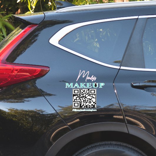 QR-code salon bedrijfsnaam auto sticker (Auto Zijkant)