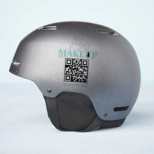 QR-code salon bedrijfsnaam fietshelm sticker (Helm Zijkant)