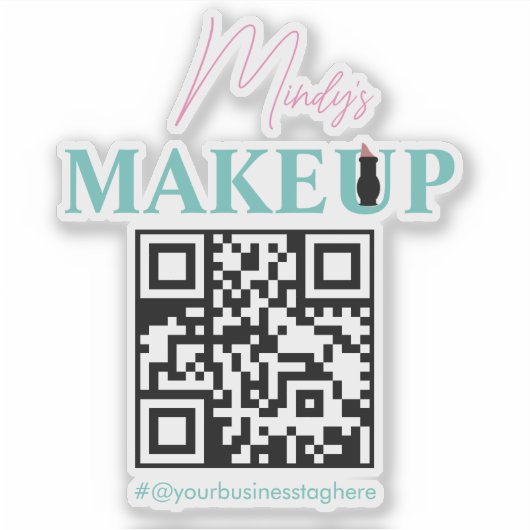 QR Code Salon Business Name Bike Helmet Decal Sticker (Voorkant)