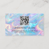 QR Code Salon Elegant Holografisch Visitekaartje (Achterkant)