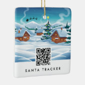 QR-code Santa Tracker Kinder Moderne kerstsneeuw Keramisch Ornament (Rechts)