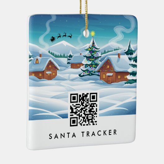QR-code Santa Tracker Kinder Moderne kerstsneeuw Keramisch Ornament (Rechts)