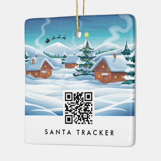 QR-code Santa Tracker Kinder Moderne kerstsneeuw Keramisch Ornament (Links)