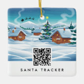 QR-code Santa Tracker Kinder Moderne kerstsneeuw Keramisch Ornament (Voorkant)