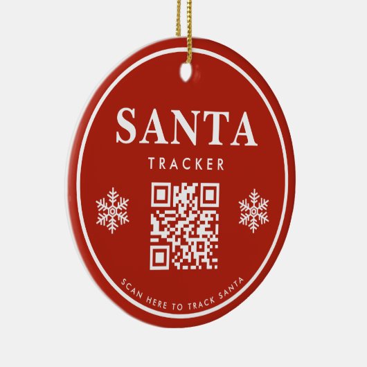 QR Code Santa Tracker Kinder Moderne Rode Kerstmis Keramisch Ornament (Rechts)