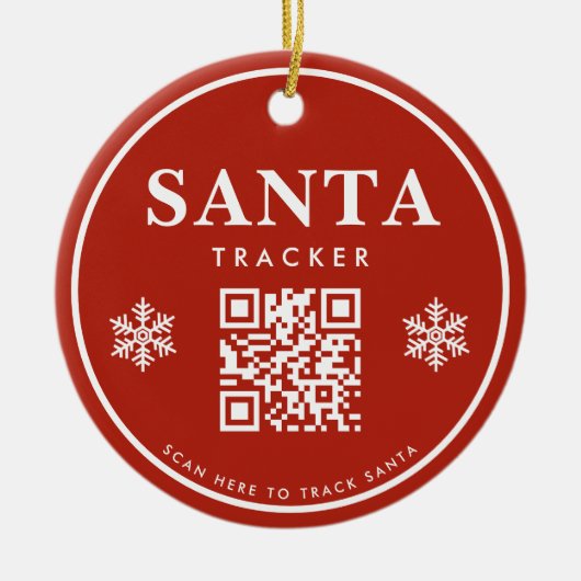QR Code Santa Tracker Kinder Moderne Rode Kerstmis Keramisch Ornament (Voorkant)