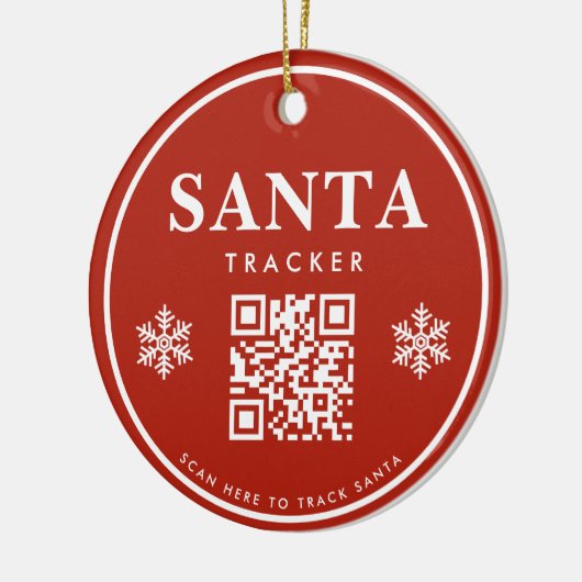 QR Code Santa Tracker Kinder Moderne Rode Kerstmis Keramisch Ornament (Links)