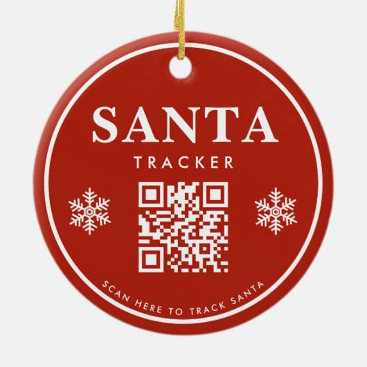 QR Code Santa Tracker Kinder Moderne Rode Kerstmis Keramisch Ornament (Achterkant)