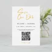 QR Code Save Our Date Foto Goud Folie Uitnodiging (Staand Voorkant)
