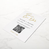QR Code Save Our Date Foto Goud Folie Uitnodiging (Gedraaid)