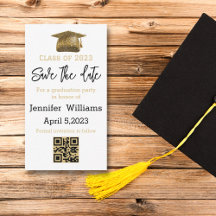 qr-code save the date afstudeeraankondiging goud