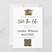 qr-code save the date afstudeeraankondiging goud notitiekaartje (Voorkant)