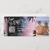 QR-code Save the Date Boarding Pas Palm Beach Kaart (Voorkant)