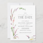 QR Code Save the Date Elegant Wildflower Floral Kaart (Voorkant)