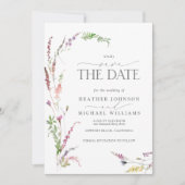 QR Code Save the Date Elegante Wilde Bloem Florale Kaart (Voorkant)