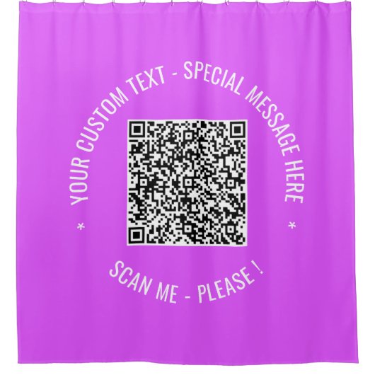 QR Code Scan Aangepaste tekst Paarse douchegordijn (Voorkant)