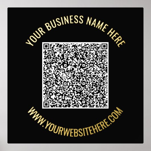 QR Code Scan Aangepaste Tekst Zwart Gouden Folie P Afdrukken (Voorkant)