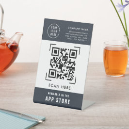 QR Code Scan App Winkel | Zakelijk Logo Reclamebord Met Voetstuk