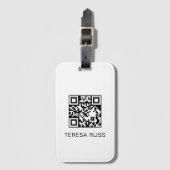QR-code scan bij verlies Minimaal Eenvoudig Witte Bagagelabel (Voorkant (verticaal))