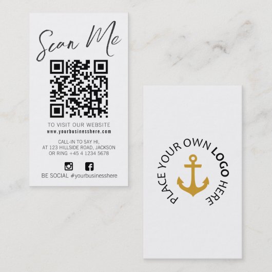 Qr code scan black white simple social logo  visitekaartje (Voorkant / Achterkant)