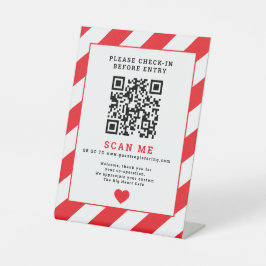 QR Code Scan Check-in zakelijke signage rood Reclamebord Met Voetstuk