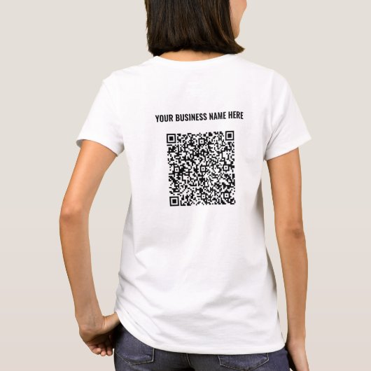 QR Code Scan en aangepaste tekst uw zakelijke T-sh T-shirt (Achterkant)
