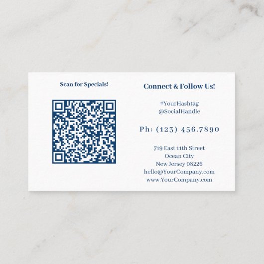 QR-code Scan for Specials White Blue Thank You Visitekaartje (Achterkant)