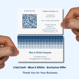 QR-code Scan for Specials White Blue Thank You Visitekaartje