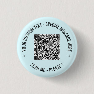 QR Code Scan Info Aangepaste tekst en kleuren Butt Ronde Button 3,2 Cm