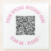 QR Code Scan Info Aangepaste Tekst Glas Onderzette Glazen Onderzetter (Voorkant)