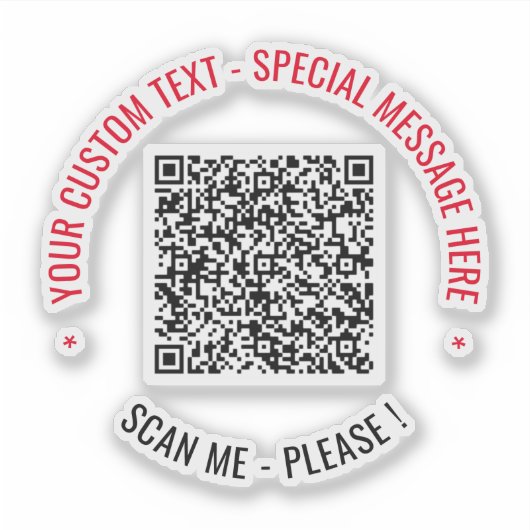 QR Code Scan Info Aangepaste tekst Sticker Sjabloo (Voorkant)