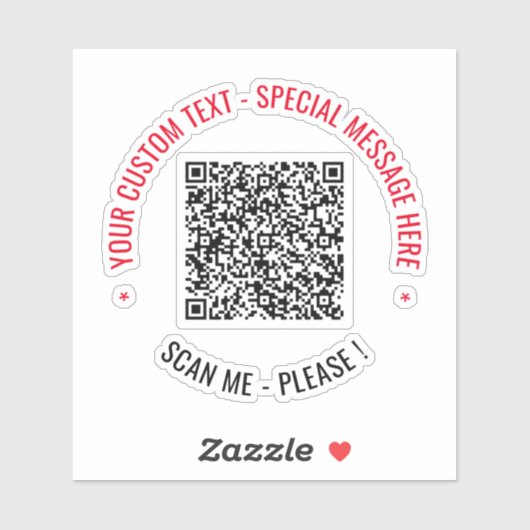 QR Code Scan Info Aangepaste tekst Sticker Sjabloo (Vel)