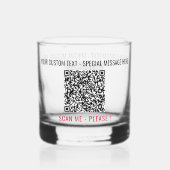 QR Code Scan Info Aangepaste tekst Uw gepersonalis Whisky Glas (Voorkant)