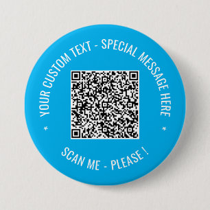 QR Code Scan Info Aangepaste tekst Uw kleuren Butt Ronde Button 7,6 Cm