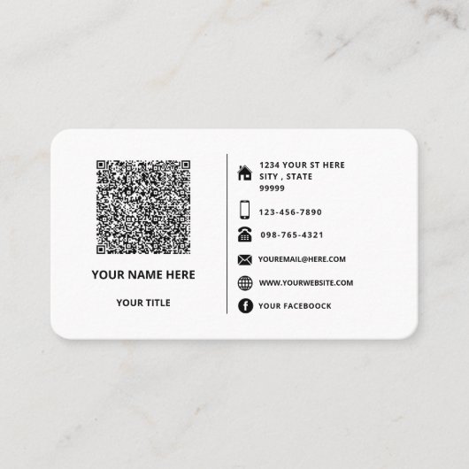QR Code Scan Info Aangepaste tekst Visitekaartje (Voorkant)