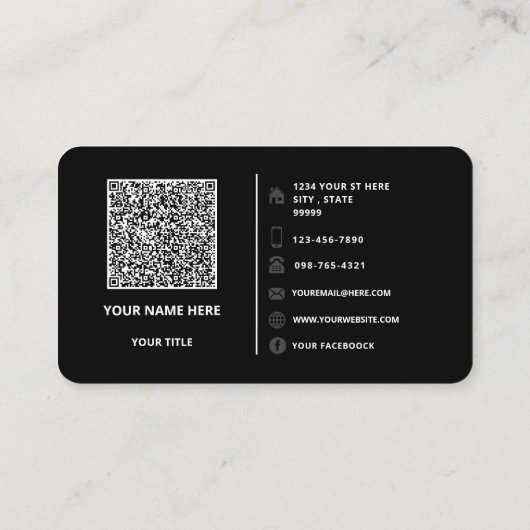 QR Code Scan Info Aangepaste tekst Visitekaartje (Achterkant)