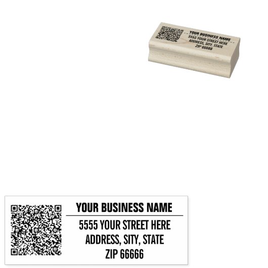 QR Code Scan Info Eigen naam Adres Rubber Stamp Rubberstempel (Gestempeld)
