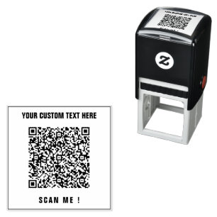 QR Code Scan Info en aangepaste tekst Rubber Stamp Zelfinktende Stempel
